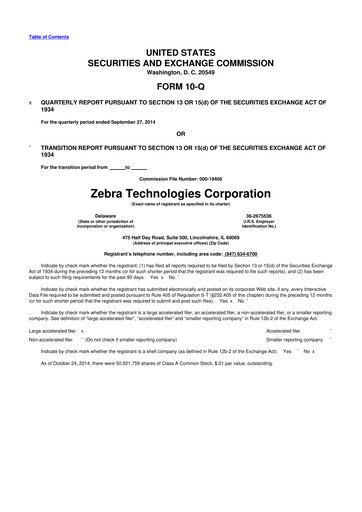 Thumbnail Zebra Technologies 10-Q Quarterly Report FY2014 