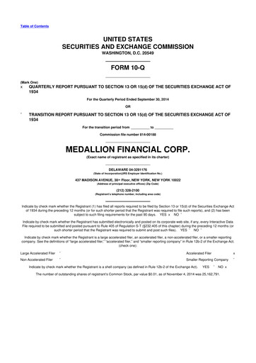 Thumbnail Medallion Financial Corp. 10-Q Quarterly Report FY 
