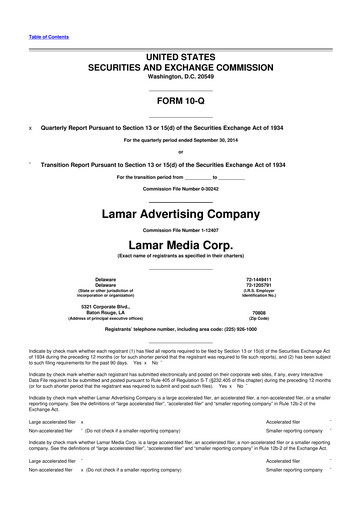 Thumbnail Lamar Advertising 10-Q Quarterly Report FY 