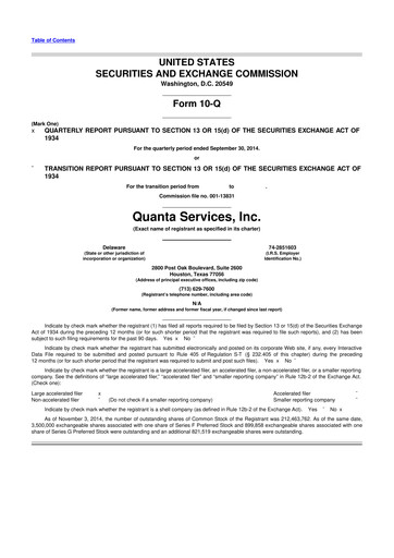 Thumbnail Quanta Services
 10-Q Quarterly Report FY2014 