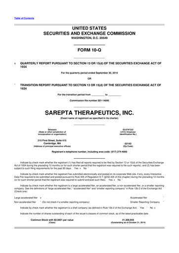 Thumbnail Sarepta Therapeutics
 10-Q Quarterly Report FY2014 