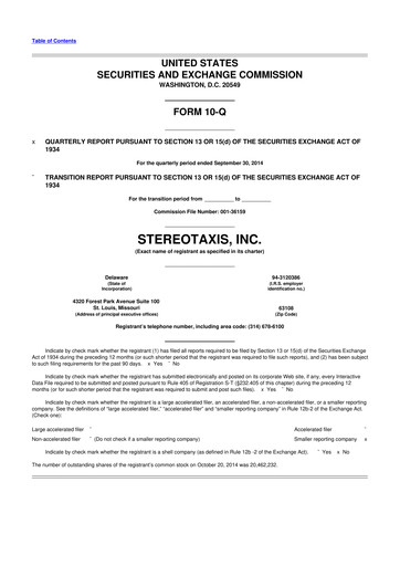Thumbnail Stereotaxis 10-Q Quarterly Report FY2014 
