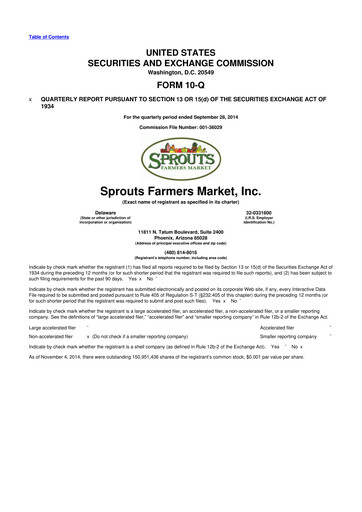 Thumbnail Sprouts Farmers Market 10-Q Quarterly Report FY2014 