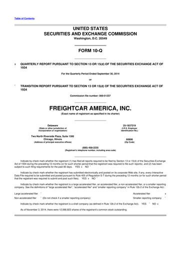 Thumbnail FreightCar America
 10-Q Quarterly Report FY2014 