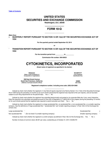 Thumbnail Cytokinetics
 10-Q Quarterly Report FY2014 