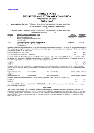 Thumbnail Consolidated Edison 10-Q Quarterly Report FY2014 