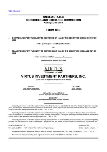 Thumbnail Virtus Investment Partners 10-Q Quarterly Report FY2014 
