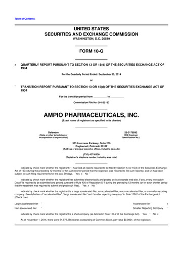 Thumbnail Ampio Pharmaceuticals 10-Q Quarterly Report FY2014 