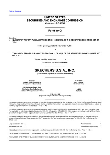 Thumbnail Skechers
 10-Q Quarterly Report FY2014 