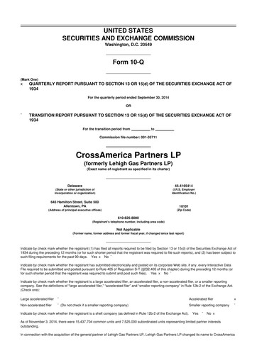 Miniature CrossAmerica Partners 10-Q Rapport trimestriel 2014 