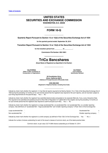 Thumbnail TriCo Bancshares 10-Q Quarterly Report FY2014 