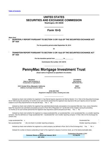 Thumbnail PennyMac Mortgage Investment Trust 10-Q Quarterly Report FY2014 