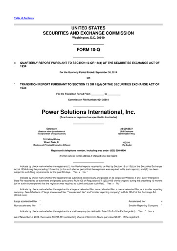 Thumbnail Power Solutions International 10-Q Quarterly Report FY2014 Q3