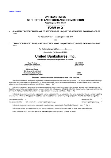 Thumbnail United Bankshares 10-Q Quarterly Report FY2014 