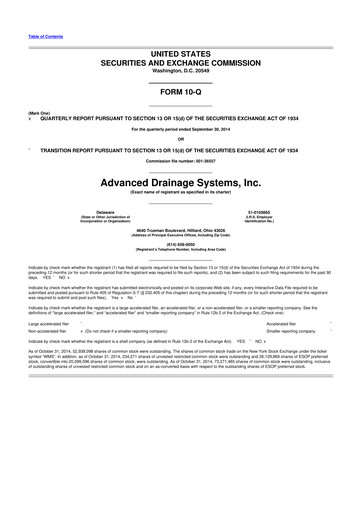 Thumbnail Advanced Drainage Systems
 10-Q Quarterly Report FY2015 