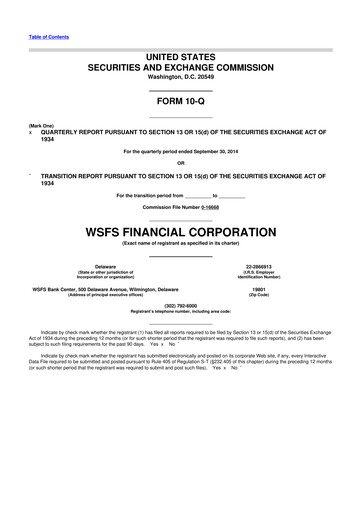 Miniature WSFS Financial 10-Q Rapport trimestriel  