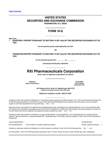 Vorschaubild Phio Pharmaceuticals 10-Q Quartalsbericht 2014 