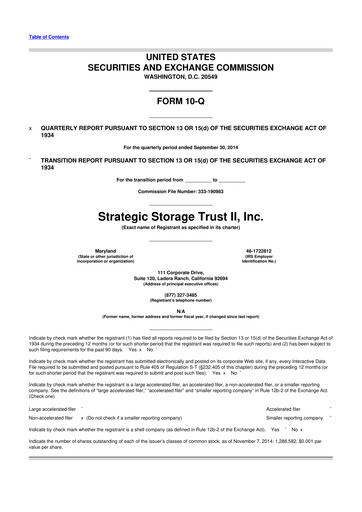 Thumbnail SmartStop Self Storage REIT 10-Q Quarterly Report FY2014 