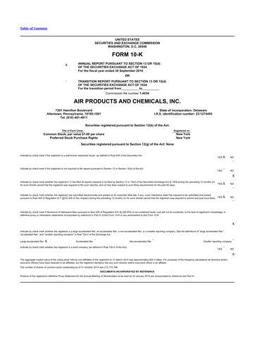 Thumbnail Air Products and Chemicals 10-K Annual Report 2014