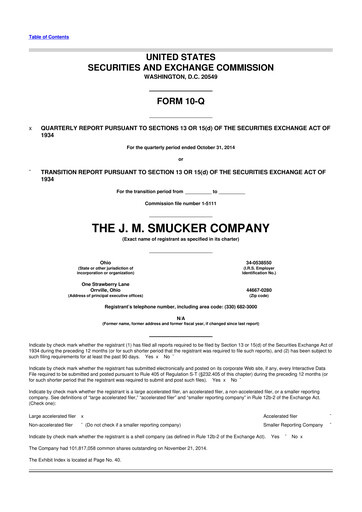 Thumbnail J.M. Smucker Company 10-Q Quarterly Report FY2015 