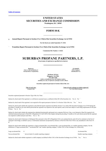 Thumbnail Suburban Propane Partners 10-K Annual Report 2014