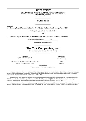 Thumbnail TJX Companies 10-Q Quarterly Report FY2015 