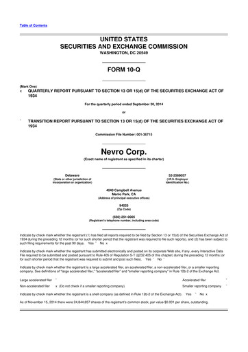 Thumbnail Nevro
 10-Q Quarterly Report FY 