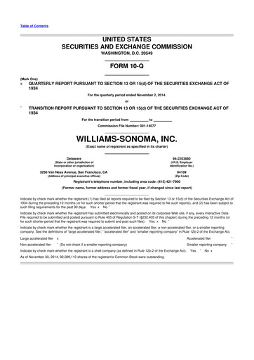 Thumbnail Williams-Sonoma 10-Q Quarterly Report FY2014 