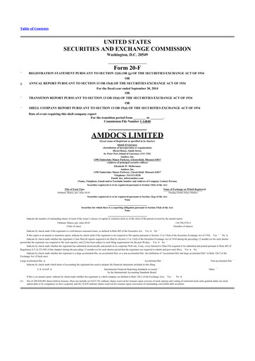 Thumbnail Amdocs 20-F Annual Report 2014