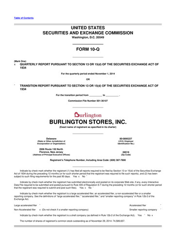 Thumbnail Burlington Stores 10-Q Quarterly Report FY2014 