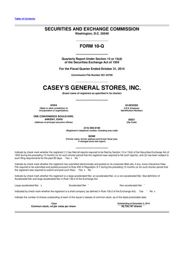 Thumbnail Casey's General Stores
 10-Q Quarterly Report FY2015 