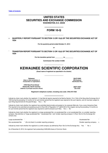 Thumbnail Kewaunee Scientific Corporation 10-Q Quarterly Report FY2015 