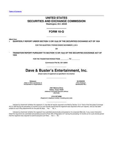 Miniature Dave & Buster's
 10-Q Rapport trimestriel 2014 
