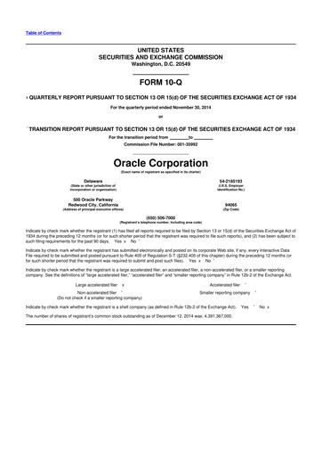 Thumbnail Oracle 10-Q Quarterly Report FY2015 