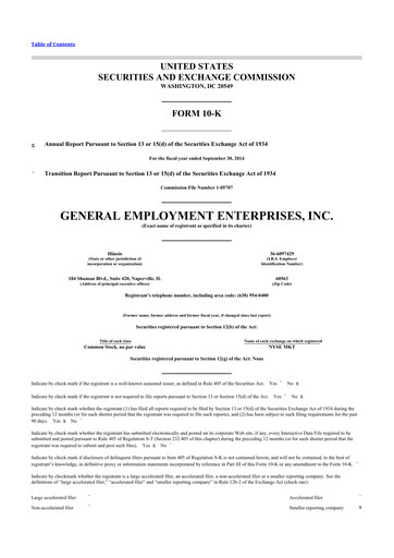 Miniature GEE Group 10-K Rapport annuel 2014