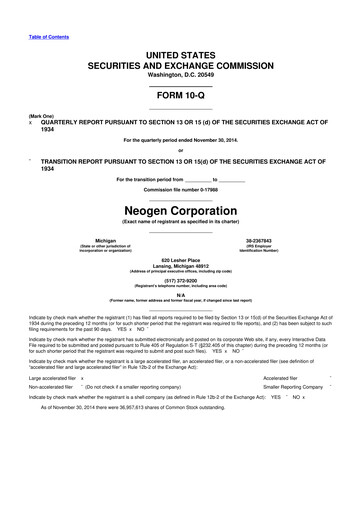 Thumbnail Neogen 10-Q Quarterly Report FY2015 