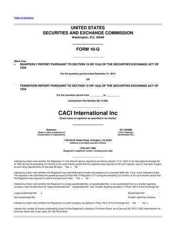 Thumbnail CACI International Inc 10-Q Quarterly Report FY2015 