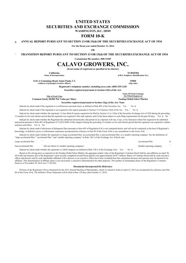 Thumbnail Calavo Growers
 10-K Annual Report 2014