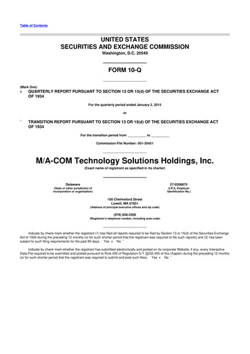 Thumbnail MACOM Technology Solutions 10-Q Quarterly Report FY2015 