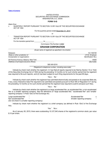 Thumbnail Graham Corporation
 10-Q Quarterly Report FY2015 