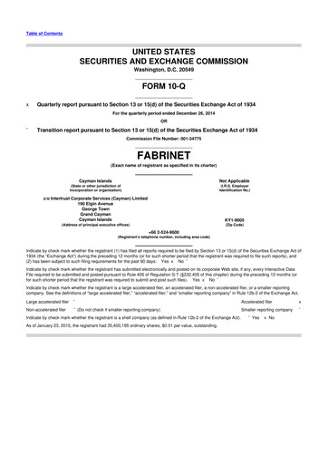 Thumbnail Fabrinet
 10-Q Quarterly Report FY2015 