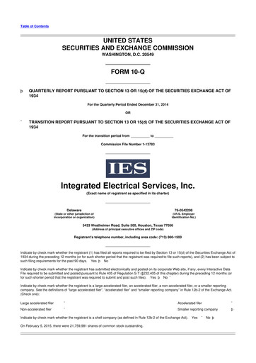 Thumbnail IES Holdings 10-Q Quarterly Report FY2015 