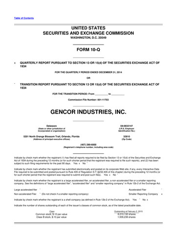 Thumbnail Gencor Industries
 10-Q Quarterly Report FY2015 