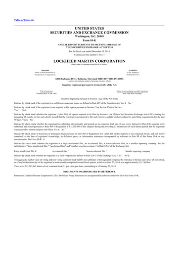 Thumbnail Lockheed Martin 10-K Annual Report 2014