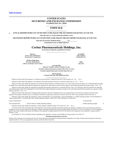 Thumbnail Corbus Pharmaceuticals
 10-K Annual Report 2014