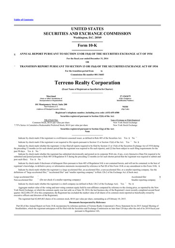 Thumbnail Terreno Realty
 10-K Annual Report 2014