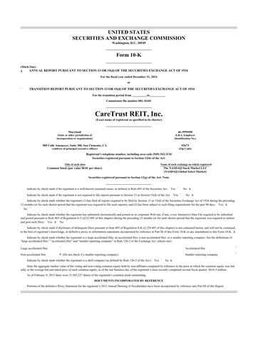 Thumbnail CareTrust REIT
 10-K Annual Report 2014
