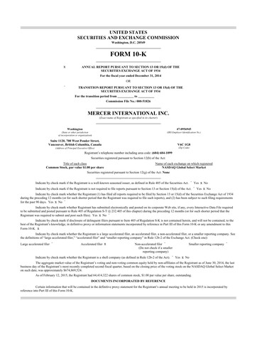 Thumbnail Mercer International 10-K Annual Report 2014