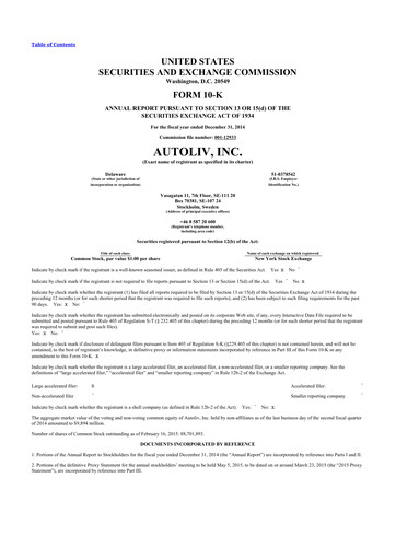 Thumbnail Autoliv 10-K Annual Report 2014