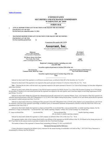 Thumbnail Assurant 10-K Annual Report 2014